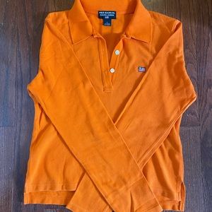 POLO RALPH LAUREN CROPPED LONG SLEEVE POLO SHIRT